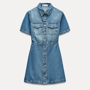 Zara Denim Midi Dress in Mid-Blue